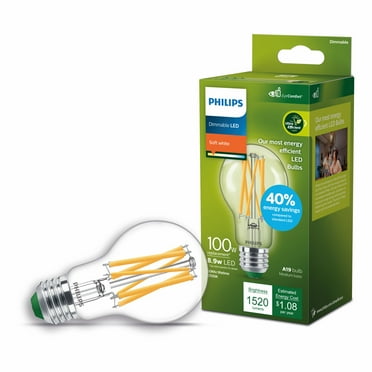 Philips Ultra Efficient LED 60-Watt A19 Light Bulb, Soft White, Non-Dimmable, E26 Base (1-Pack)