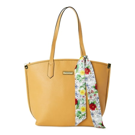 London Fog Women's Adult Kinsley Tote Bag with Scarf Maize