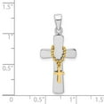 thumbnail image 2 of 925 Sterling Silver Rhodium Plated Polished Gold Tone Double Religious Faith Cross Pendant Necklace 25.14x15.61mm Wide 1, 2 of 2