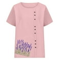 thumbnail image 4 of Jacenvly Hauts pour Femmes Décontractés Liquidation T-Shirt à Boutons Imprimé à Col Rond à Manches Courtes de Printemps et d'Été pour Femmes Mode Décontractée Hauts pour Femmes Grande Taille, 4 of 5