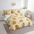 thumbnail image 3 of Homewish Kawaii Capybara 7pcs Bedding Comforter Set,Colorful Flower Floral Queen Bedding Sets,Cartoon Animal Queen Sheet Sets For Girl Boy,Microfiber Bedroom Decor Reversible, 3 of 8