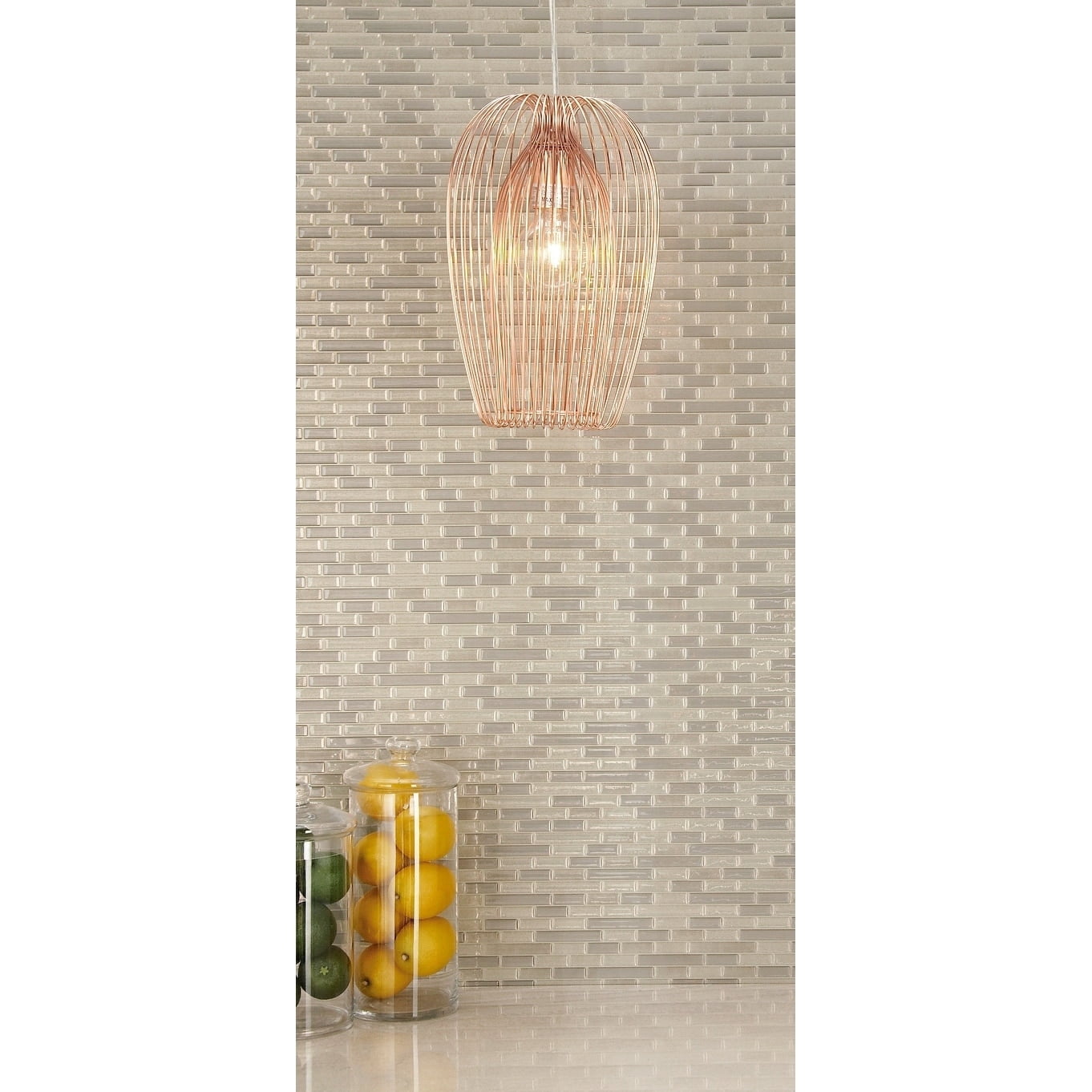 Decmode Contemporary 13 x 8 inch rounded cylinder iron pendant, Bronze