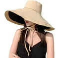 thumbnail image 2 of Yuanlong Womens Sun Hats UV Protection Tie Detail Wide Brim Visor Hat Early Spring Summer Beach Wear Comfortable Large Cap, 2 of 4