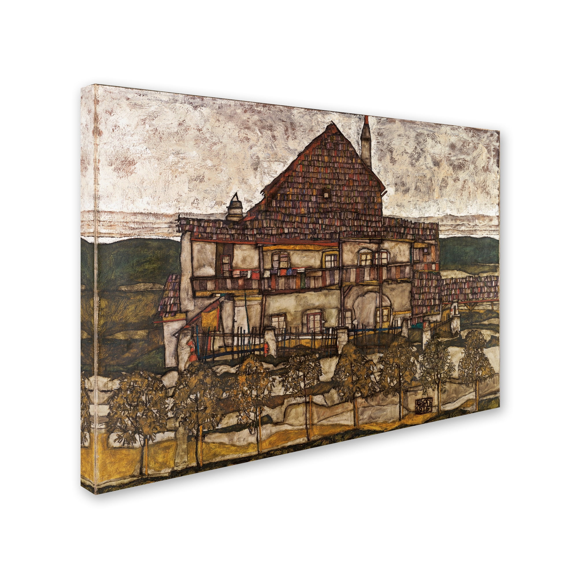 Trademark Fine Art 'House With Shingle Roof' Canvas Art by Egon Schiele