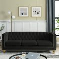 thumbnail image 4 of Black Velvet 3 - Person Sofa with Metal Legs and Nailhead / Stylish Addition to Bedroom, 4 of 5