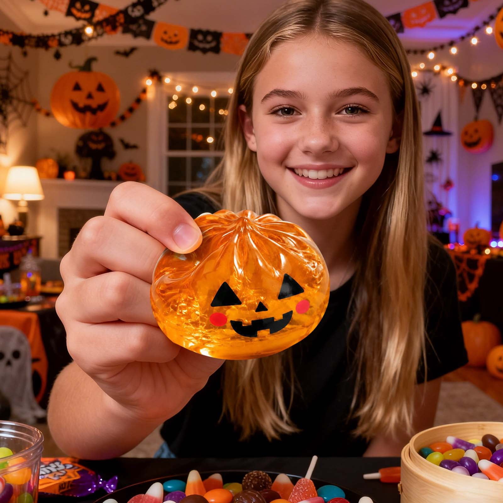 Halloween Dumpling Squishy, Soft Stretchy Halloween Ghost Dumpling Squeeze, Perfect Gift for Anxiety Relief