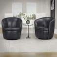 thumbnail image 2 of Pemberly Row Vintage Onyx Italian Leather Swivel Club Chair 2 Pack, 2 of 11