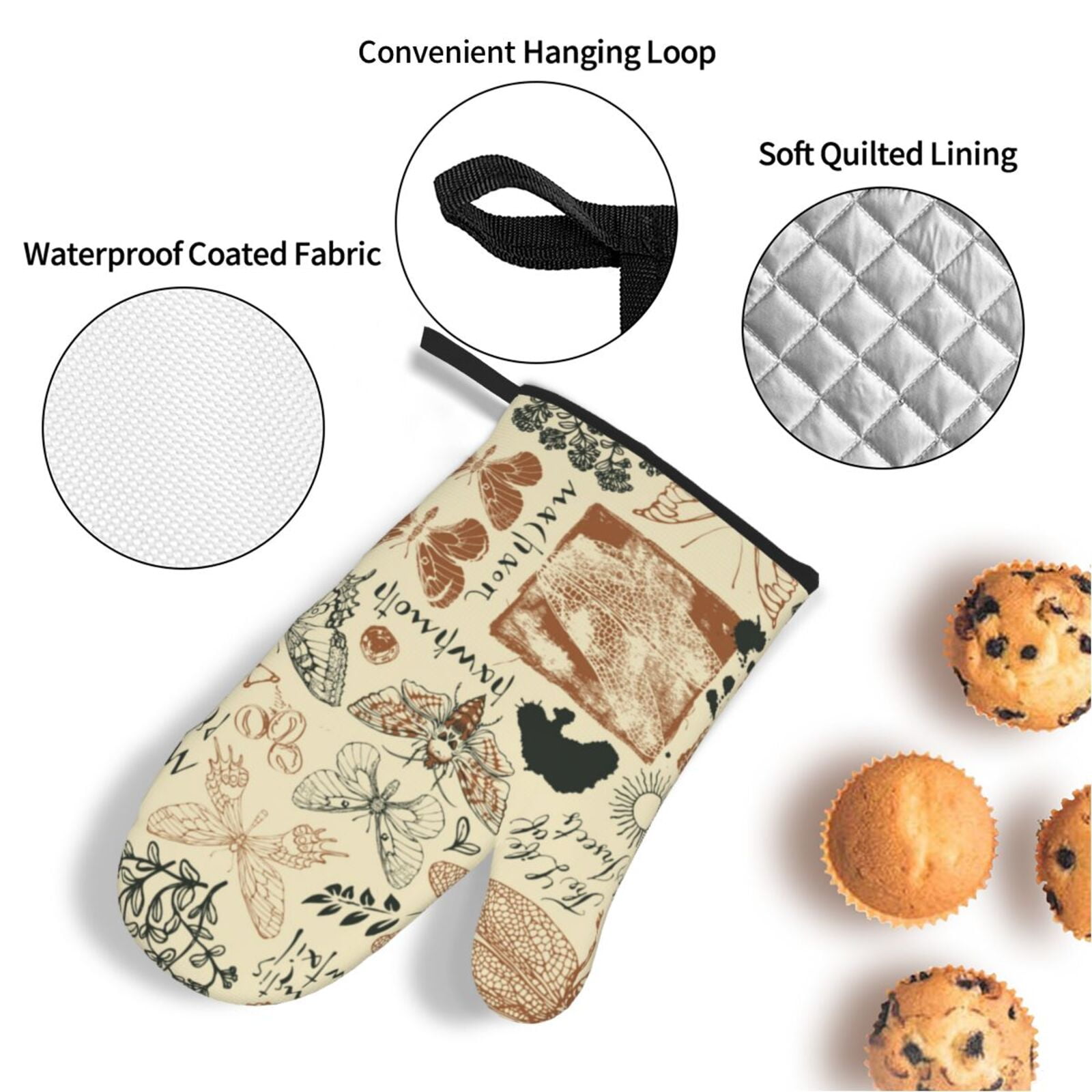 Dragonfly Moth Vintage Butterfly 4Pcs Oven Mitts and Pot Holders Sets Oven Kitchen Gloves Hot Pads for Cooking BBQ Baking Grilling