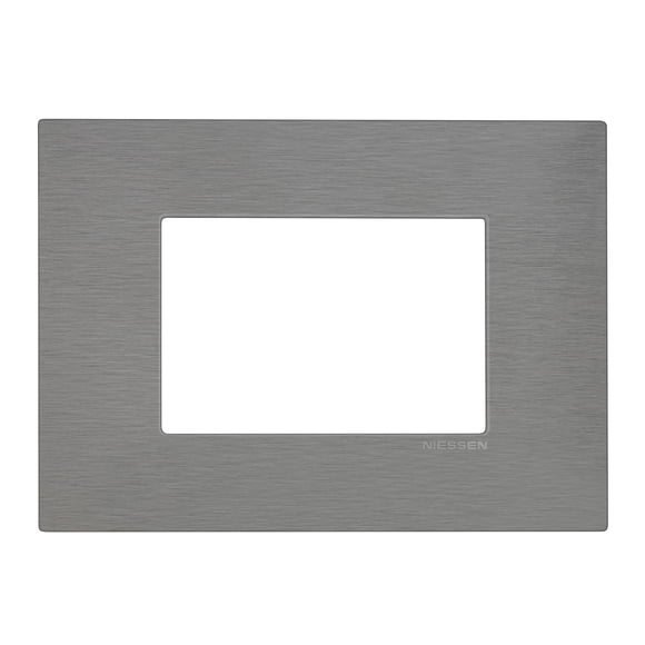 Estevez Placa 3 módulos Zen Metálico Acero Inoxidable, Nuevo