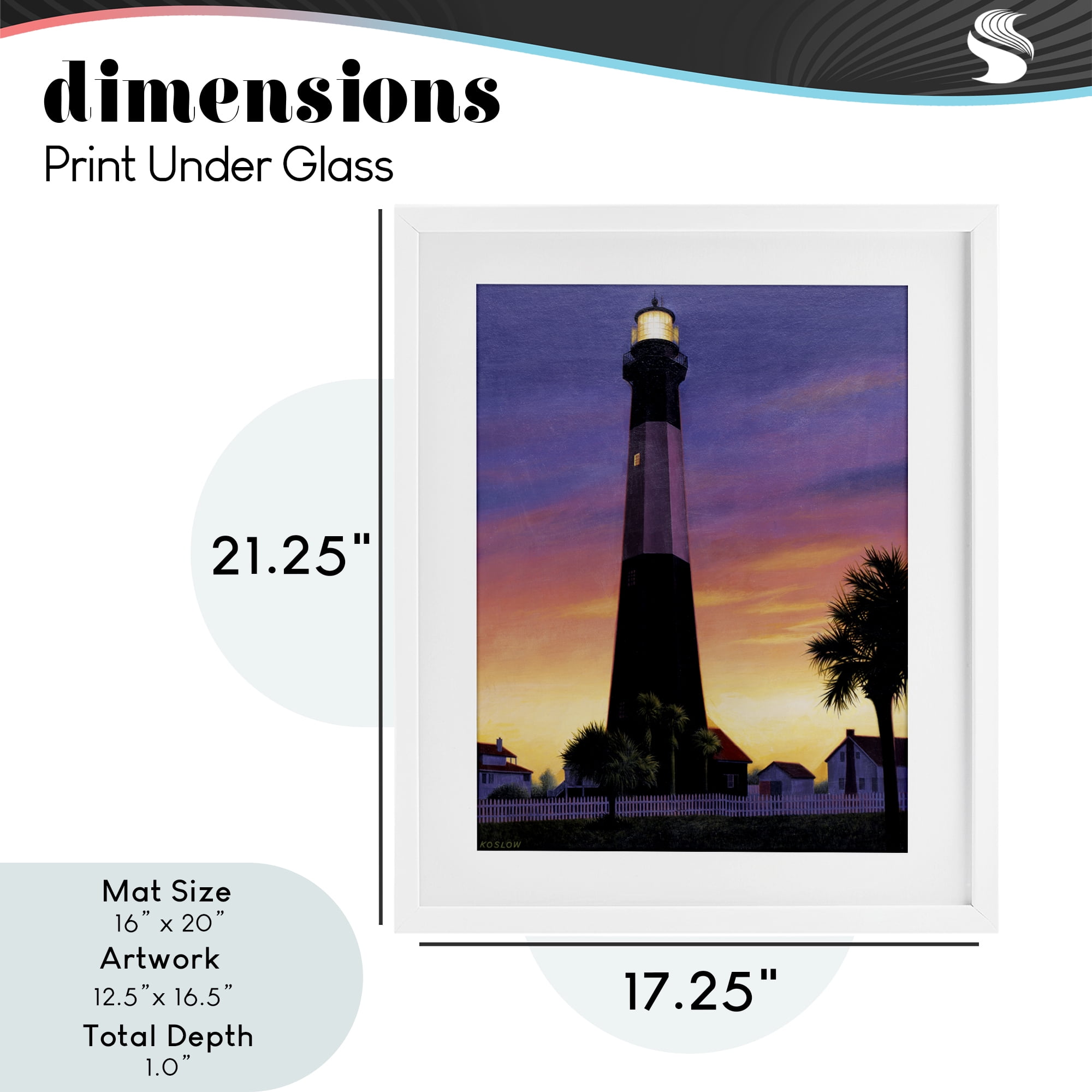 Georgia Tybee Island Lighthouse White Framed Print Under Glass, design by Wind River Studios