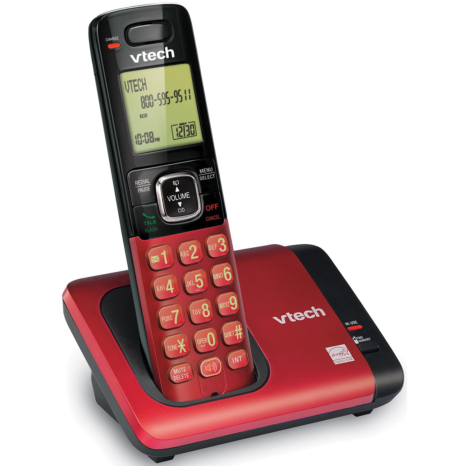 VTech DECT 6.0 Expandable Cordless Phone System with Caller ID & Call Waiting, Red, CS6719-16
