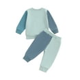 thumbnail image 2 of Gupgi Ensemble 2 Pcs pour Bébé Garçon Automne, Sweat à Manches Longues Imprimé Lettre Contraste de Couleurs avec Poches, 2 of 9