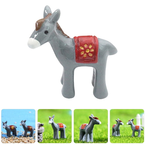 TEHAUX Set of 12 Cute Grey Donkey Figurines Decorative Animal Collectibles for Home Office Desk