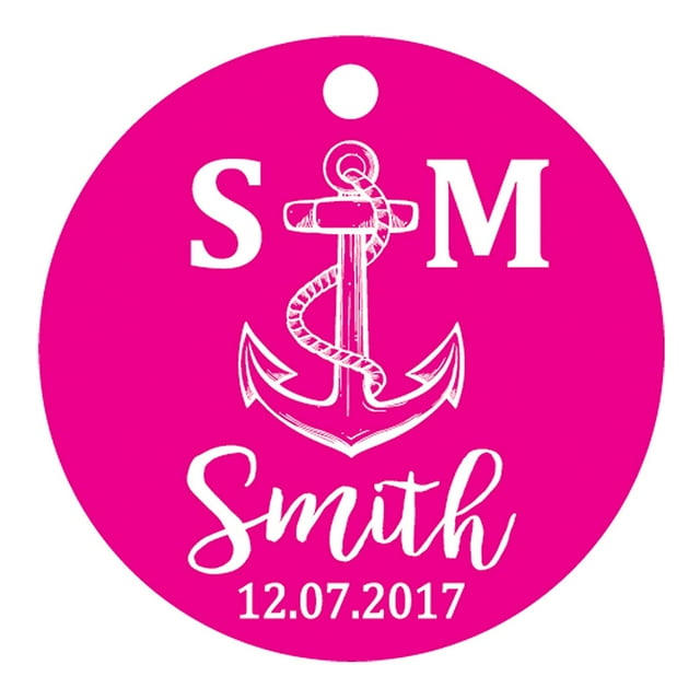 100 Pcs Initiale Personnalisée avec Ancre Cadeau de Faveur de Mariage Papier Tags Fait sur Mesure Rond Hang Tags