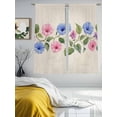 thumbnail image 3 of Sheer Curtain Panels Watercolor Watercolor Rod Pocket Voile Window Curtains Blue Pink Flower Window Treatments Ligh Filtering Privacy Curtain Drapes for Bedroom Living Room 2 Panel Set 63 Inch, 3 of 9