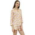 thumbnail image 5 of Bimba Off White Button-Down Shirt With Elastic Waist Shorts 2 Pcs Night Set - 4, 5 of 5