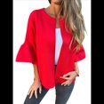 thumbnail image 1 of Chaqueta de Traje Informal Elegante con Abertura Frontal, Acampanada y Mangas 3/4 para Mujer. Rojo M, 1 of 7
