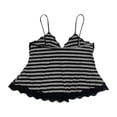 thumbnail image 5 of KDFJPTH Summer Tank Tops for Women Striped Lace Sleeveless V Neck Punk Spaghetti Strap Y2K Workout Cami Shirts Black L, 5 of 5