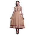 thumbnail image 1 of Bimba Robe Anarkali à Col Mandarin pour Femmes, Rose Pâle, Imprimé Floral Salmon3, Ethnique Indienne, Kurta, XX-Grand, 1 of 6