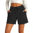 thumbnail image 2 of Vhkiploz Plus Size Summer Board Shorts for Women's Drawstring Beachwear Bermuda Shorts Solid Color Wide Leg Running Shorts with Side Pockets, 2 of 8