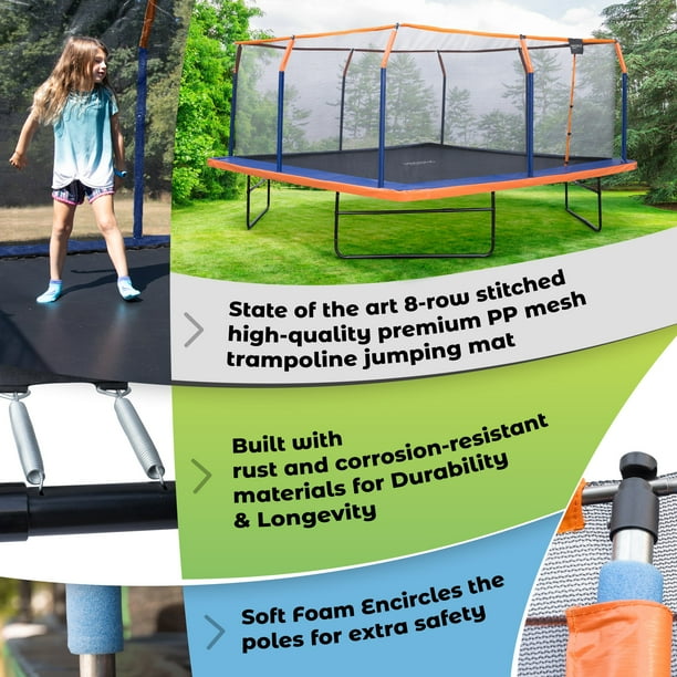 Machrus Upper Bounce 16 x 16 FT Square Trampoline Set with Premium
