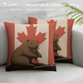 thumbnail image 3 of Beaver on Canadian Flag Plush Pillow Case Square Throw Pillow Cover Soft Decorative Cushion Pillowcases for Sofa Room, 3 of 5