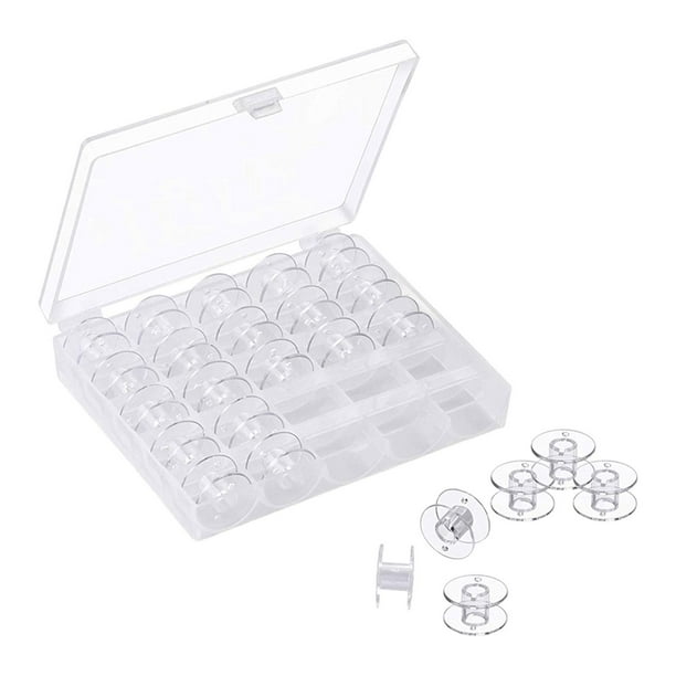 25 bobinas, organizador de bobinas, caja transparente, almacenamiento, bobina para máquina de coser Bobina de PP