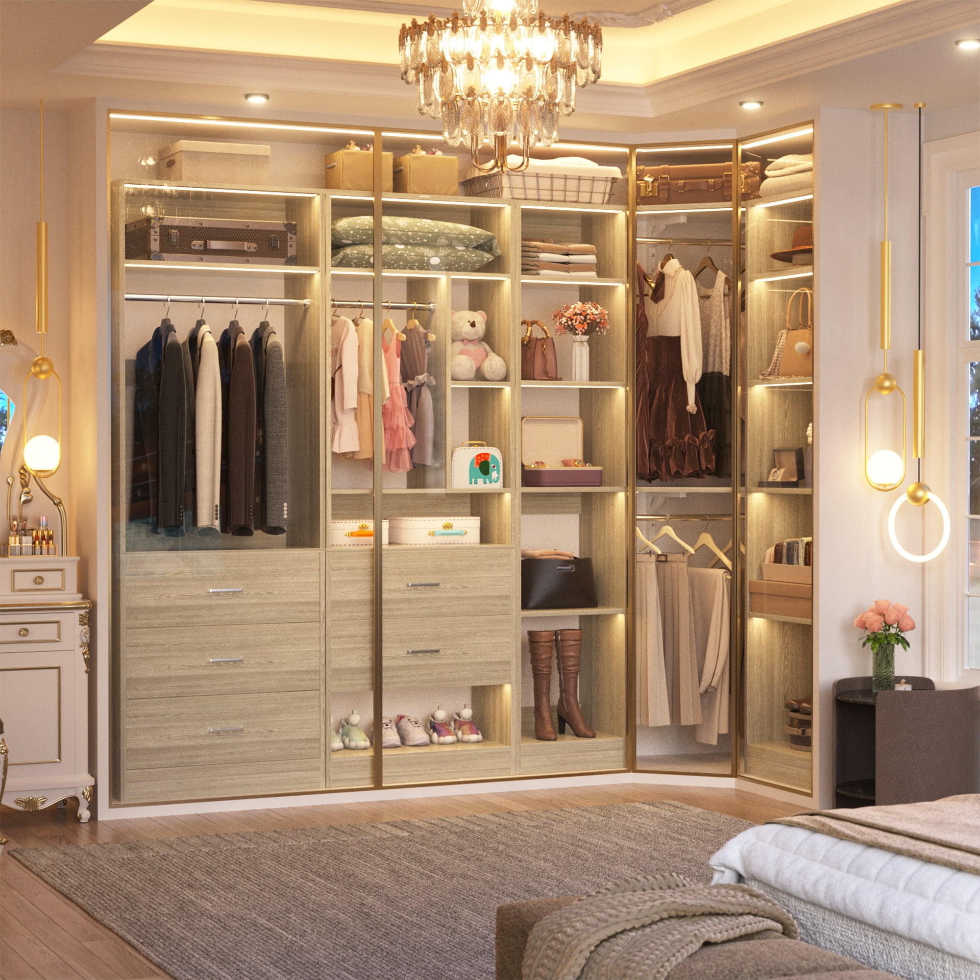 Homieasy Freestanding Closet System with 3 Sets, 87.2