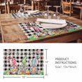 thumbnail image 3 of Placemats Set of 8, Easter Bunny Gnomes Woven Placemat, Linen Place Mats for Kitchen/Dining Tables, Spring Easter Eggs Floral Black Plaid Washable Table Mats for Party, 3 of 8