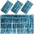 thumbnail image 1 of OULII 4Pcs Homecoming Table Skirts Tinsel Foil Fringe Backdrop Sky Blue For Party Supplies, 1 of 8