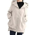 thumbnail image 2 of HongQid Women's Jackets Casual Long Sleeve Trench Coat Zip Up Hooded Overcoat with Pockets for Fall Winter, 2 of 9