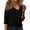 Black, variant on Linen Shirts for Women Casual Solid Color V Neck 3/4 Sleeve Loose Blouses Tops Summer Fashion Clothing for Women