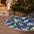 thumbnail image 5 of Zufioo Dinosaur Print Imitation linen Christmas Tree Skirt Hemming Style for Christmas Tree Christmas Party Home Decorations-30", 5 of 6