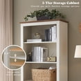thumbnail image 2 of 5-Shelf Farmhouse Bookshelf with Doors, 70" Rustic Display Cabinet & Large Storage for Home Office, Living Room, Bedroom, Off-White, 2 of 7