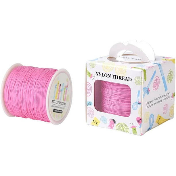 1 rollo de 98,43 yardas (90 m) de hilo de nailon de 0,8 mm para abalorios. Materiales para ensartar hilo de nailon en pulseras, collares, bisutería y manualidades.