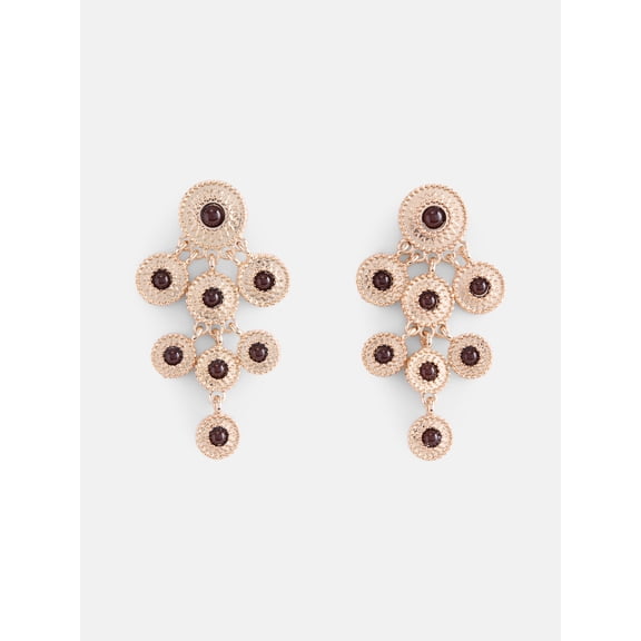 Scenario Women's Gold Tone Circle Drop Earrings