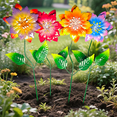 thumbnail image 3 of Garden Decor for Outside, 4 Pack Flower Garden Stakes Outdoor Decor Metal Shaking Head Yard Art, Weather Proof Flower Stakes for Yard Porch Lawn Pathway Pot Decorations(Multi-Color), 3 of 5