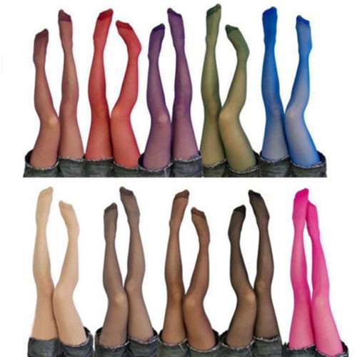 Koszal Women Sexy Fashion Candy Color Sheer Velvet Tights Stockings Long  Pantyhose