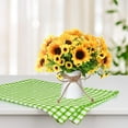 thumbnail image 5 of Artificial Flower in Vase,Ceramics Vase with Silk Flower Arrangements Table Centerpieces Wedding Flower Bouquets for Office Meeting Room Home Décor Decoration(Blue), 5 of 5