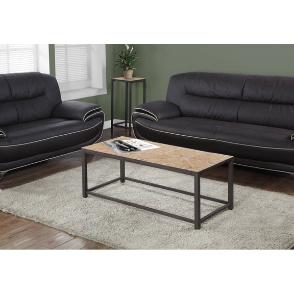 Coffee Tables Coffee Table, Accent, Cocktail, Rectangular, Living Room, 42" L, Brown Tile, Brown Metal, Transitional,Wooden Coffee Tables