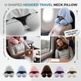 thumbnail image 2 of Neck Pillow U Shaped Memory Foam with Hood 1 Pack Pink for Airplane Travel and Car Sleeping, 2 of 6