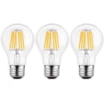 thumbnail image 1 of GFDYREE Clear Glass, LED Filament Bulb, Dimmable, A19 6W (50W Equivalent), 550 Lumen, 2700K (Warm White), Medium Base E26, CRI 85+, 110-120v, UL-Listed (3 Pack) (6W, Clear), 1 of 5