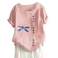 thumbnail image 1 of Camisas Para Mujer Tops Blusas Casual Algodón Y Lino Top Impreso Manga Corta Botón Túnica Camiseta Blusa Odeerbi ODB139521, 1 of 5