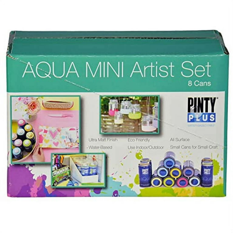 Pintyplus Aqua Spray Paint - Art Set of 8 Water Based 4.2oz Mini Spray Paint  Cans. Ultra Matte Finish. Perfect For Arts & Crafts. Spray Paint Set Works  on Plastic Metal Wood