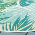 thumbnail image 5 of SAFAVIEH Barbados Tropical Palm Leaves Outdoor Area Rug, Green/Teal, 6'6" x 6'6" Round, 5 of 11