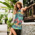 thumbnail image 5 of Vsdgher Hawaii Palms Print Summer Dresses for Women Casual U Neck Beach Dress Sleeveless Tank Loose Sundress with Pocket -Large, 5 of 7