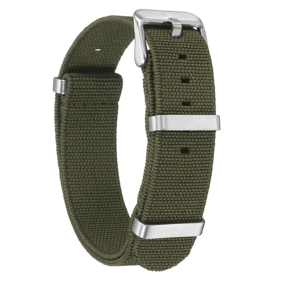 Uxcell Elastic Nylon Watch Band 18mm One-Piece French Watch Strap Waterproof Replacement Wristwatch Strap with Silver Buckle for Men Women, Green