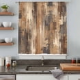 thumbnail image 4 of Brown Abstract Sheer Curtains 45" Long, Vintage Geometric Gradient Oil Painting Modern Light Filering Curtains, Breathable Simi Curtain Privacy Drapes for Kitchen Bathroom Small Window Treatment, 4 of 9
