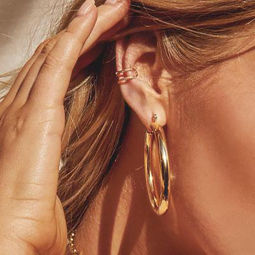 Women Simple Silver/Gold Punk Large Hoop Earrings Big Circle Hoops Jewelry Gift