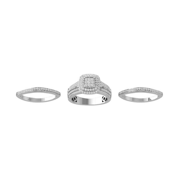 Araiya Fine Jewelry 10K White Gold Round-shape Lab Grown Diamond Bridal Band Set Ring (1 Cttw, D-F Color, VS1 Clarity) Size 6.5